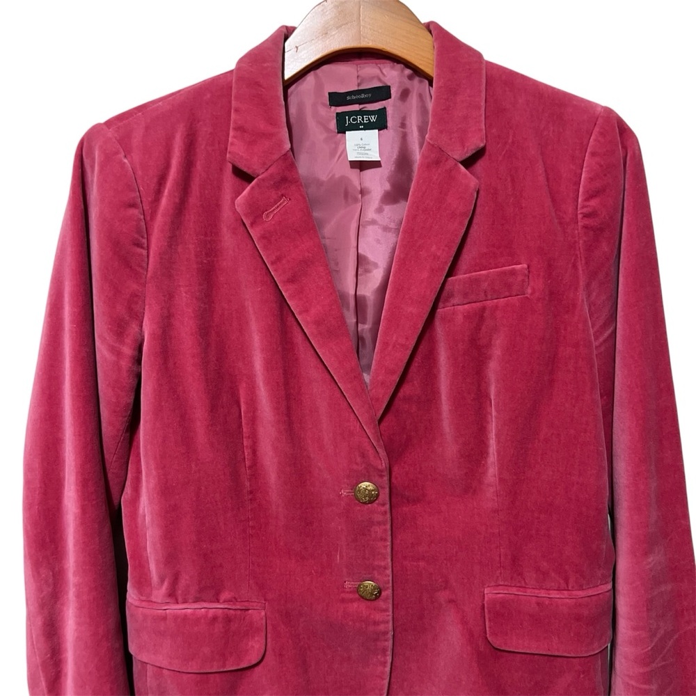 J. Crew Schoolboy Blazer Velvet Pink Jacket Heritage Classic Preppy Coquette - Picture 2 of 6